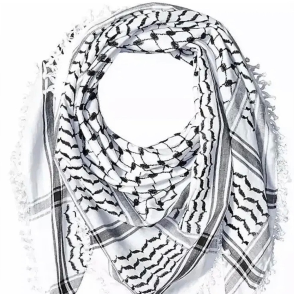 White and black Scarf Palestine kuffyeh High Quality (Palestinian Seller)